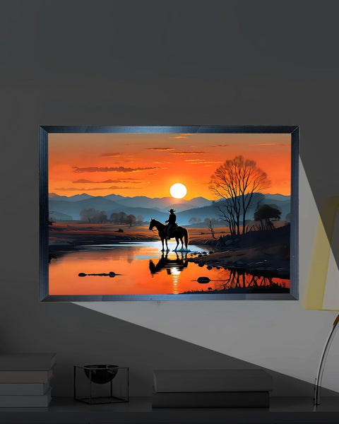 Cowboy Sunset - Lamp Frame