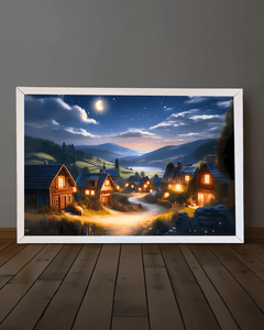 Village Under Moonlight –  Glowing Frame