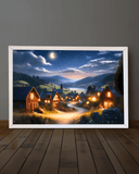 Village Under Moonlight –  Glowing Frame